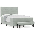 vidaXL Lit à Sommier à Ressorts avec Matelas & Banc Gris Clair 140x200 cm Velours