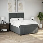 vidaXL Sommier à lattes de lit avec matelas Gris foncé 140x200cm Tissu