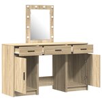 Ensemble de coiffeuse 3 pièces vidaXL avec LED en bois d'ingénierie chêne Sonoma