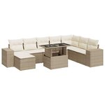 vidaXL Salon de jardin avec coussins 9 Pièces beige résine tressée