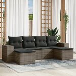 vidaXL Salon de jardin 6 Pièces avec coussins gris résine tressée