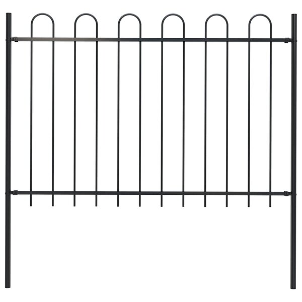 vidaXL Clôture de jardin avec dessus en cerceau Acier 1 7 m Noir