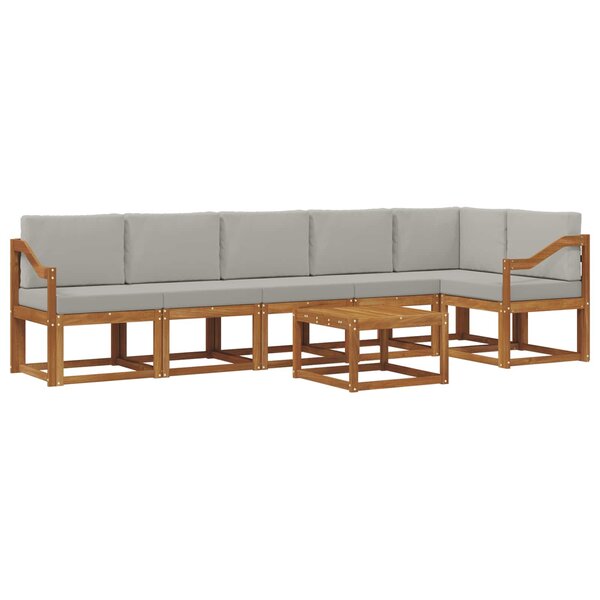vidaXL Ensemble de canapés d'extérieur 7 pc Naturel et gris clair