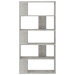 vidaXL Bibliothèque/Séparateur de pièce Gris béton Bois d’ingénierie