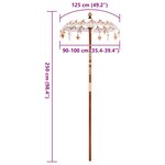 vidaXL Parasol balinais Crème (90-100) x 260 cm Coton et bois massif