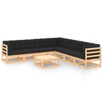 vidaXL Salon de jardin 8 Pièces avec coussins Bois de pin massif