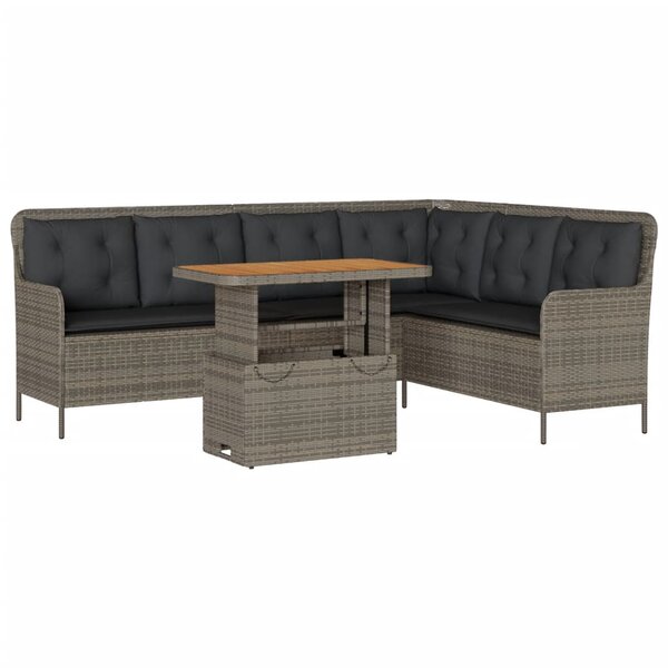 vidaXL Salon de jardin 2 Pièces avec coussins Gris Résine tressée
