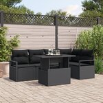 vidaXL Ensemble de Canapé de Jardin 6 Pièces avec Coussins Rattan Poly Noir