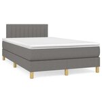 vidaXL Sommier à lattes de lit matelas LED gris foncé 120x190 cm tissu