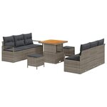 vidaXL Ensemble de canapé de jardin avec coussin 9 Pièces Gris Poly rotin