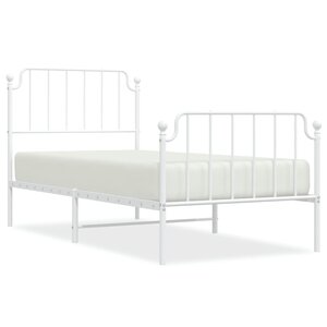 vidaXL Cadre de lit métal sans matelas avec pied de lit blanc 90x200cm