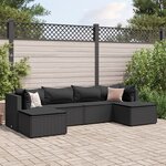 vidaXL Salon de jardin 6 Pièces avec coussins Noir Résine tressée