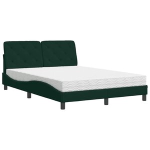 vidaXL Lit avec matelas vert foncé 120x200 cm velours