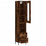 vidaXL Buffet haut Chêne fumé 34 5x34x180 cm Bois d'ingénierie