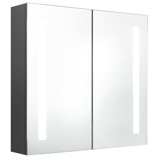vidaXL Armoire de salle de bain à miroir LED Gris 62x14x60 cm