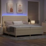 vidaXL Lit à ressort LED avec matelas Crème 200 x 200 cm tissu