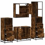vidaXL Ensemble meubles salle de bain 4 Pièces chêne fumé bois ingénierie