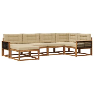vidaXL Ensemble de canapés d'extérieur 6 pc Naturel et Beige