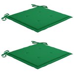 vidaXL Chaises de jardin lot de 2 et coussins vert Bois de teck massif