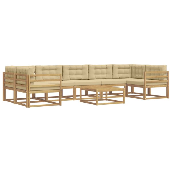 vidaXL Ensemble de canapés d'extérieur 6 Pièces Blanc et Beige