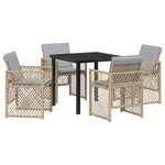 Ensemble de repas de jardin vidaXL 5 pièces avec coussins beige en poly rattan