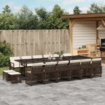 vidaXL Ensemble à manger de jardin et coussins 17 Pièces marron rotin
