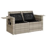vidaXL Canapé de jardin 2 places et coussins gris clair résine tressée