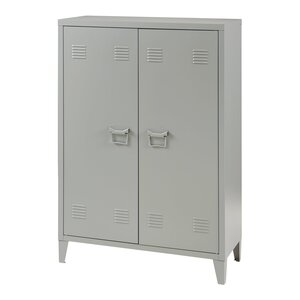 Casier de bureau métallique à 2 portes 110 x 75 x 33 cm gris foncé 03_0009180