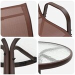 vidaXL Ensemble Bistro de jardin 3 pièces Marron Textilène et Acier