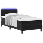 vidaXL Lit à ressort LED avec matelas Noir 90 x 190 cm Velours