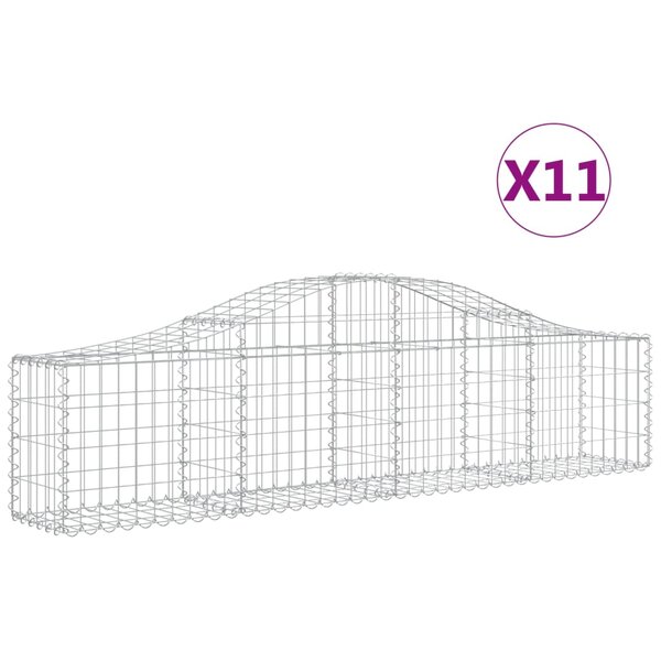vidaXL Paniers à gabions arqués 11 Pièces 200x30x40/60 cm Fer galvanisé