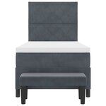 vidaXL Lit à ressorts avec tête de lit Gris foncé 200 x 90 cm Velours