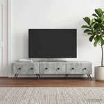 vidaXL Meuble TV Gris béton 147 x 34 5 x 30 cm Bois d'ingénierie
