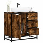 vidaXL Armoire de lavabo de salle de bain chêne fumé 65x33x60 cm