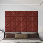 vidaXL Panneaux muraux 12Pièces Rouge bordeaux 30x30 cm Similicuir 0 54m²