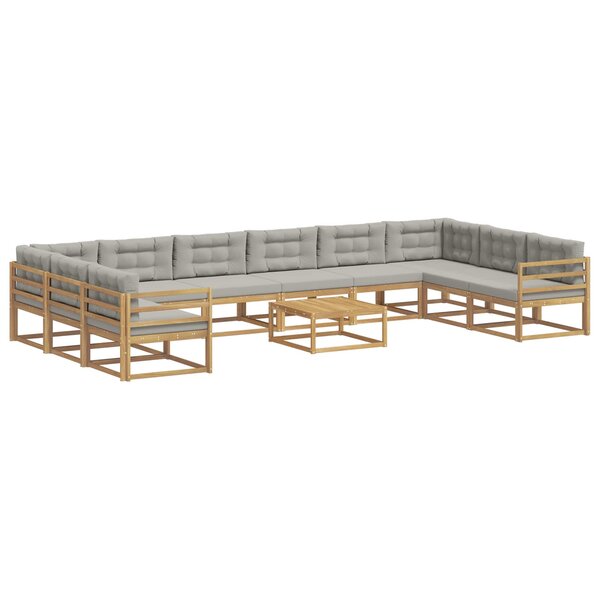 vidaXL Ensemble de canapés d'extérieur 11 Pièces Blanc et gris clair