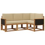 vidaXL Ensemble de canapés d'extérieur 4 Pièces Naturel et Beige