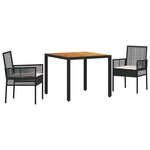 vidaXL Ensemble de salle à manger pour jardin 3 Pièces Noir Poly rotin