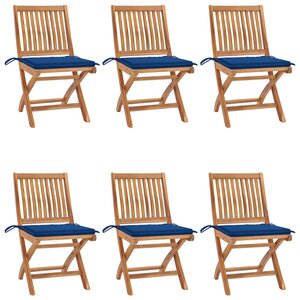 vidaXL Chaises pliables de jardin avec coussins lot de 6 Bois de teck