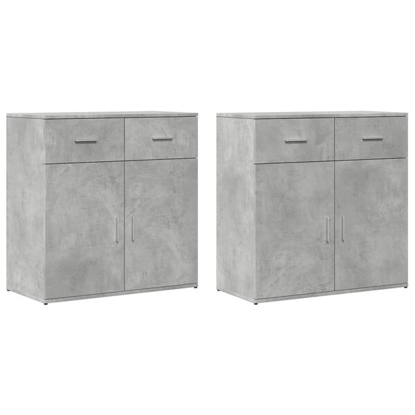 vidaXL Buffets 2 Pièces gris béton 79x38x80 cm bois d'ingénierie