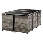 Salon de jardin acier polyrotin gris chiné coussins gris foncé 03_0008236