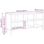 vidaXL Meuble TV avec pieds en métal Gris béton 103 5x30x50 cm