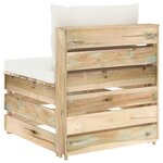 vidaXL Canapé central sectionnel avec coussins Bois imprégné de vert