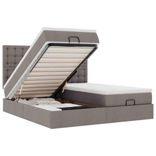 VidaXL Cadre de lit ottoman avec matelas taupe 180x200 cm tissu