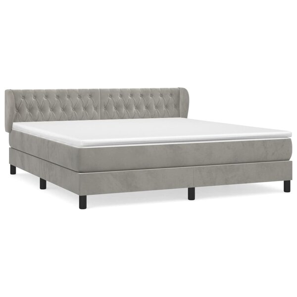 vidaXL Sommier à lattes de lit et matelas Gris clair 180x200cm Velours