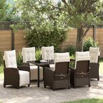 vidaXL Ensemble de salle à manger pour jardin 7 Pièces Marron polyrotin