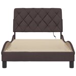 vidaXL Cadre de lit avec LED sans matelas marron foncé 100x200cm tissu