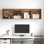vidaXL Meuble TV mural Montage mural Bois ancien 37 x 37 x 142.5 cm