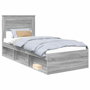 vidaXL Cadre de lit Gris Sonoma 90 x 190 cm Bois de pin massif