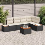 vidaXL Ensemble de canapé de jardin avec coussin 6 Pièces Noir Poly rotin